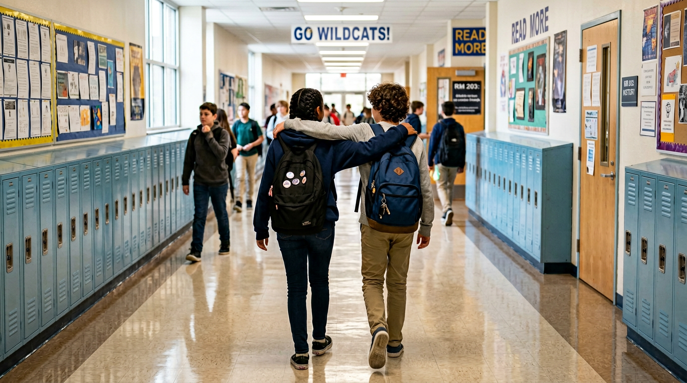 Students walking together on campus